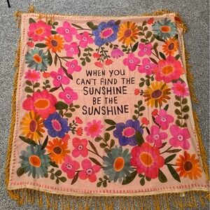 NEW Natural Life XL Shabana Beach Towel Orange Floral Be Sunshine Fringe Boho